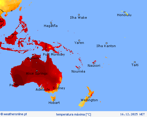 temperatura m&aacute;xima mapas de previs&atilde;o