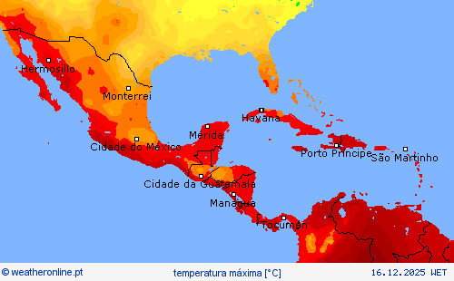 temperatura m&aacute;xima mapas de previs&atilde;o