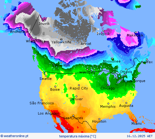 temperatura m&aacute;xima mapas de previs&atilde;o