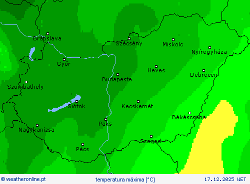 temperatura m&aacute;xima mapas de previs&atilde;o
