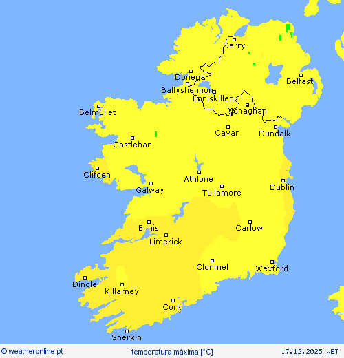temperatura m&aacute;xima mapas de previs&atilde;o