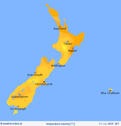 temperatura m&aacute;xima mapas de previs&atilde;o