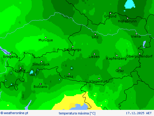 temperatura m&aacute;xima mapas de previs&atilde;o