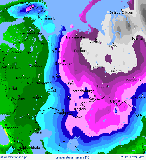 temperatura m&aacute;xima mapas de previs&atilde;o