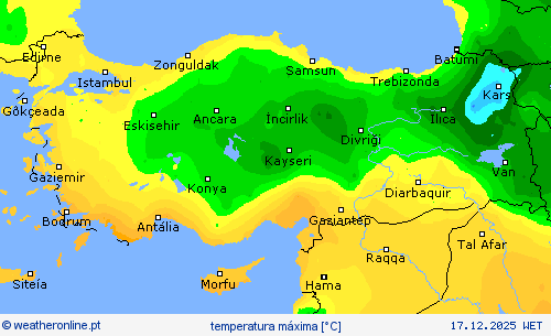 temperatura m&aacute;xima mapas de previs&atilde;o